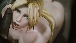 Buxom cartoon MILF interracial porn video