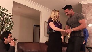 Tow-headed housewife takes it anally from porn stud