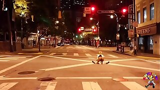 Clodhopper gets dick sucked in middle be proper of the street
